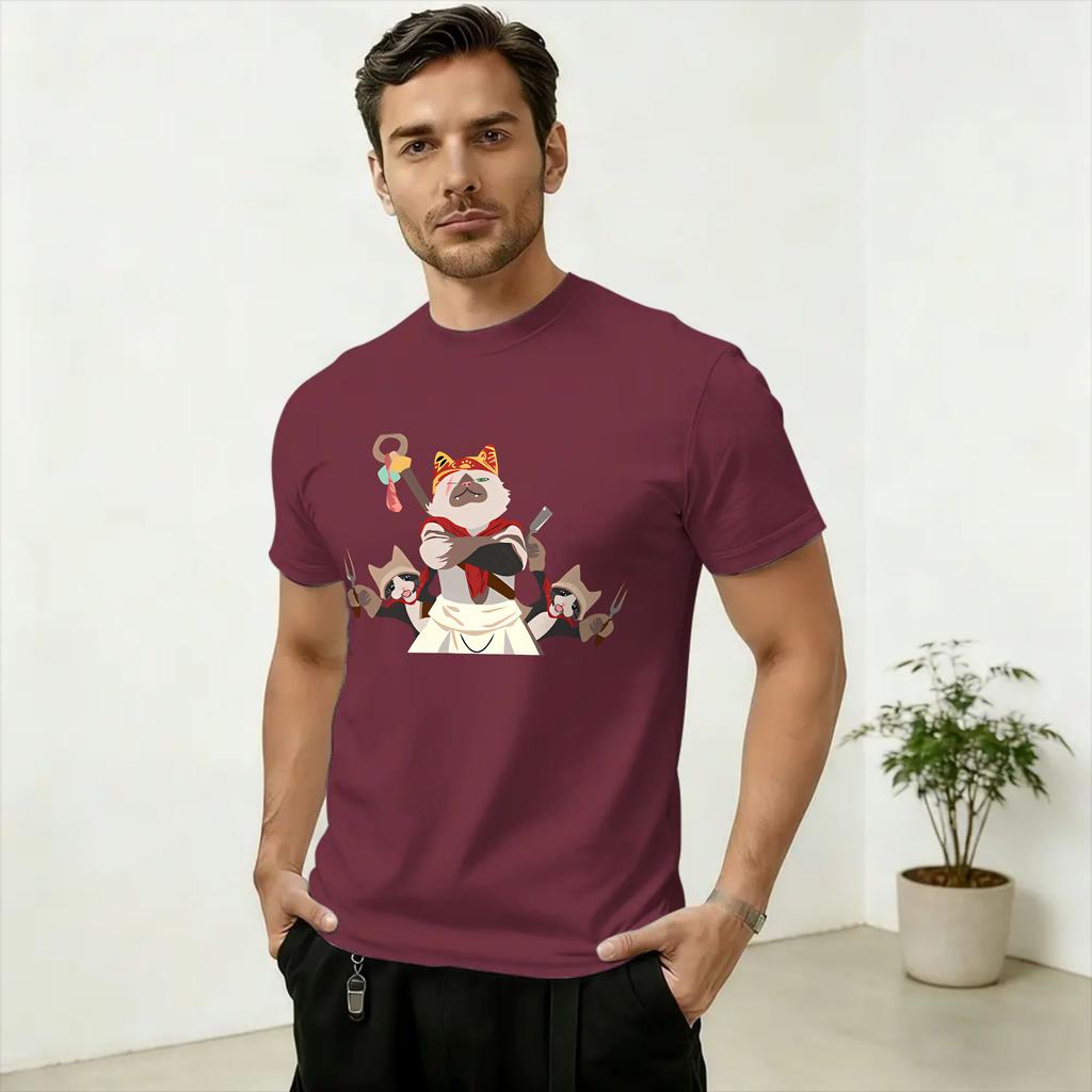 Funny Monsters Hunters Palico Wilds TShirt Unisex Round Collar Pure Cotton T Shirt Short Sleeve Tees Gift Idea Clothing