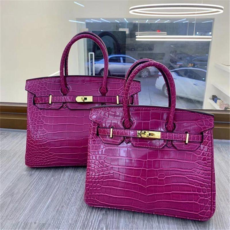 Yijinyuan 2024 Alligator Leather Platinum Bag Handbag Women Shoulder Fashionable Sweet Large-capacity