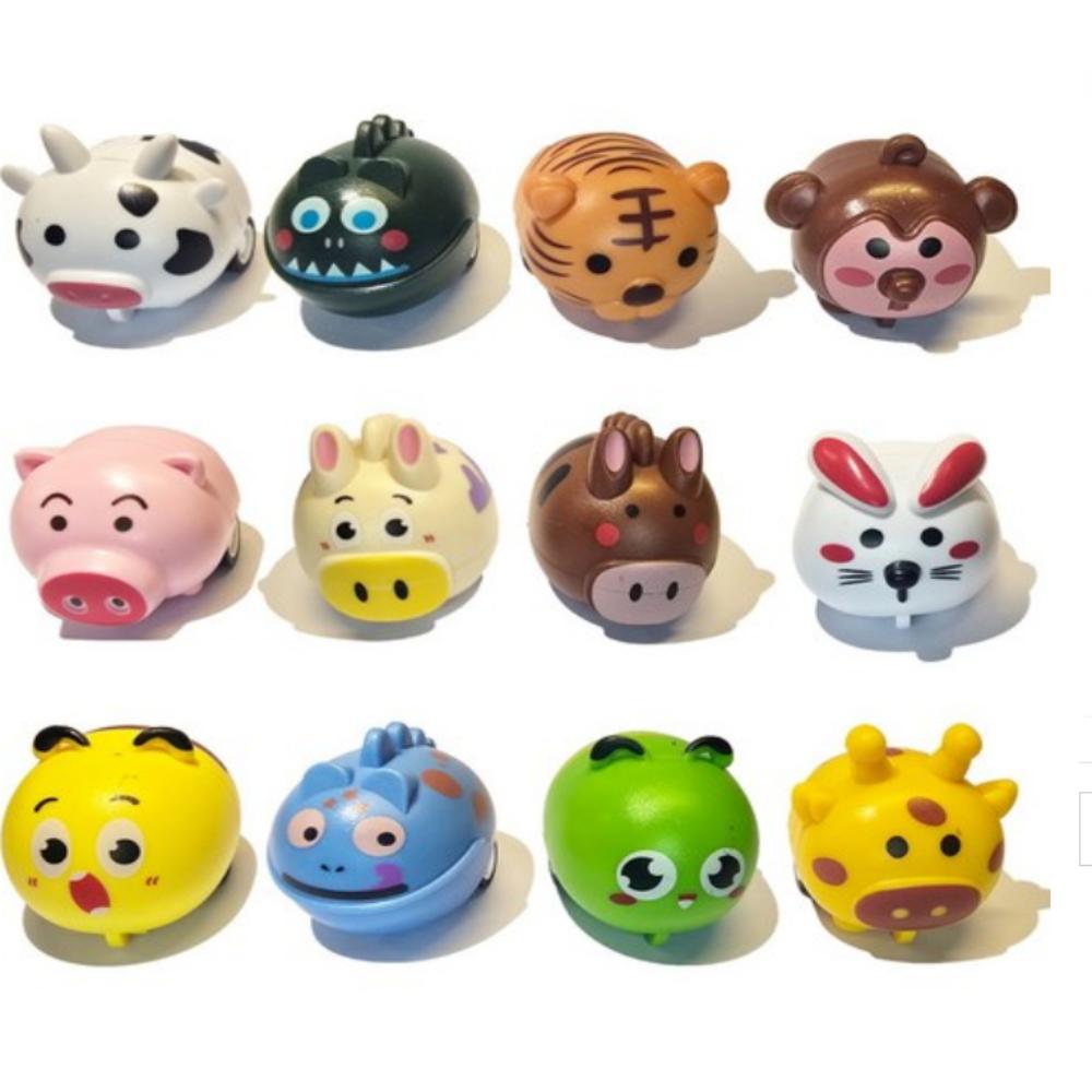 12-Piece Set of Animal Pullback Cars Inside a Dinosaur Egg