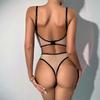 New Fashion Sexy Underwear Fish Bone Contrast Mesh Sexy Perspective Gathering Lingerie Set