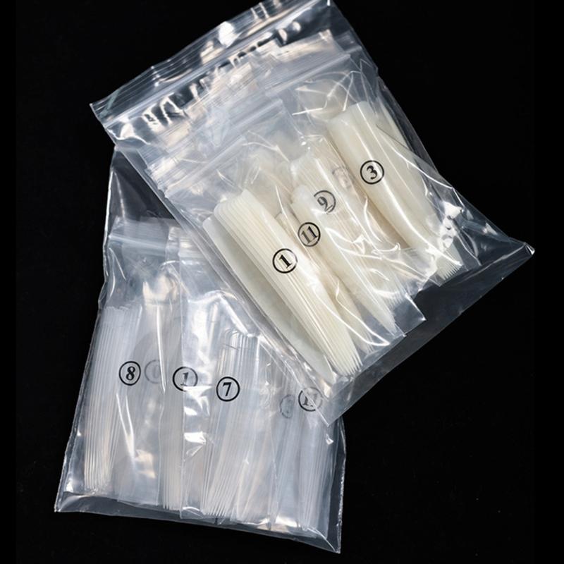 120pcs Long Fake NailsFull Coverage Clear Nail Tips for Nail Art Manicure Practice in Various Sizes Easy Application