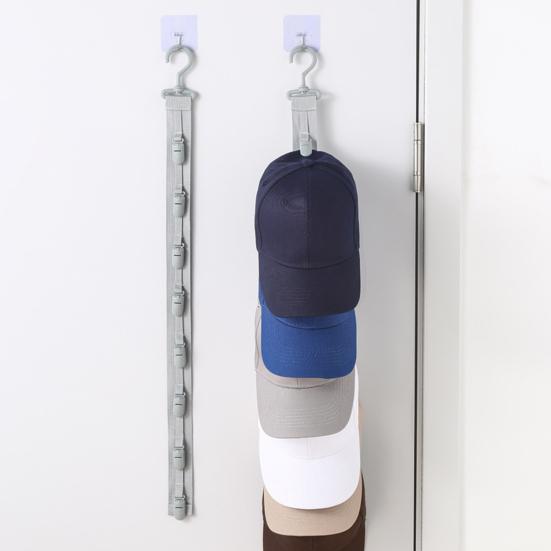 Hanging Hat Organizer Wardrobe Hat Hanger with 8 Clips Vertical Baseball Cap Holder for Door Wall Closet Bedroom Entrance Hat Storage