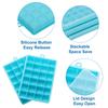 uxcell Silicone Square Ice Cube Tray with Lid, Ice Cube Mold for Freezer, Coffee Bartender Accessories, Light Blue, 24 Grids, 4 Pieces