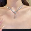 Crystal Tears Silver Necklace with Zircon Water Drop Pendant - Elegant Fashion Clavicle Chain