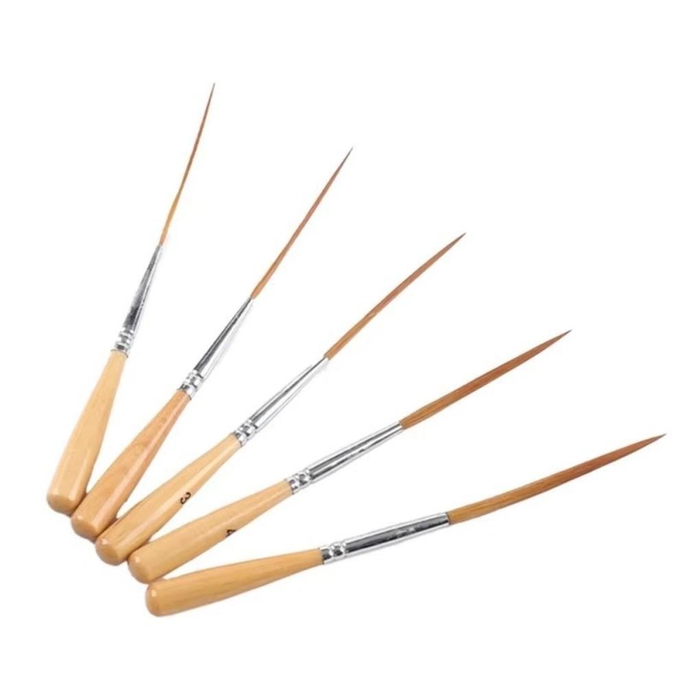 5Pcs Smooth Strokes Long Line Brush Set Soft Elastic Bristles Art Paint Brushes Marking