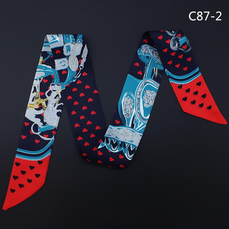 

Women Fashion Scarf Pink Heart Print Double Layer Twill Silk Ribbon Hair Tie Wrist Band Neck Accessory Bag Strap Decoration 100x5cm