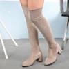 Knee High Shaft Shoes Woman Pointed Toe Middle Heel Long Boots for Women Large Size Warm Comfortable and Elegant Pu Sale Quality