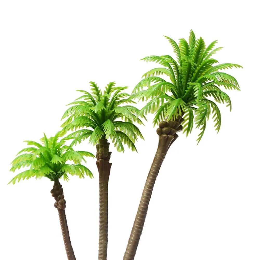 5Pcs Plastic Palm Tree Model Artificial Craft Coconut Palm Tree Miniature Stereoscopic Coconut Palm Ornaments Desktop Decoration