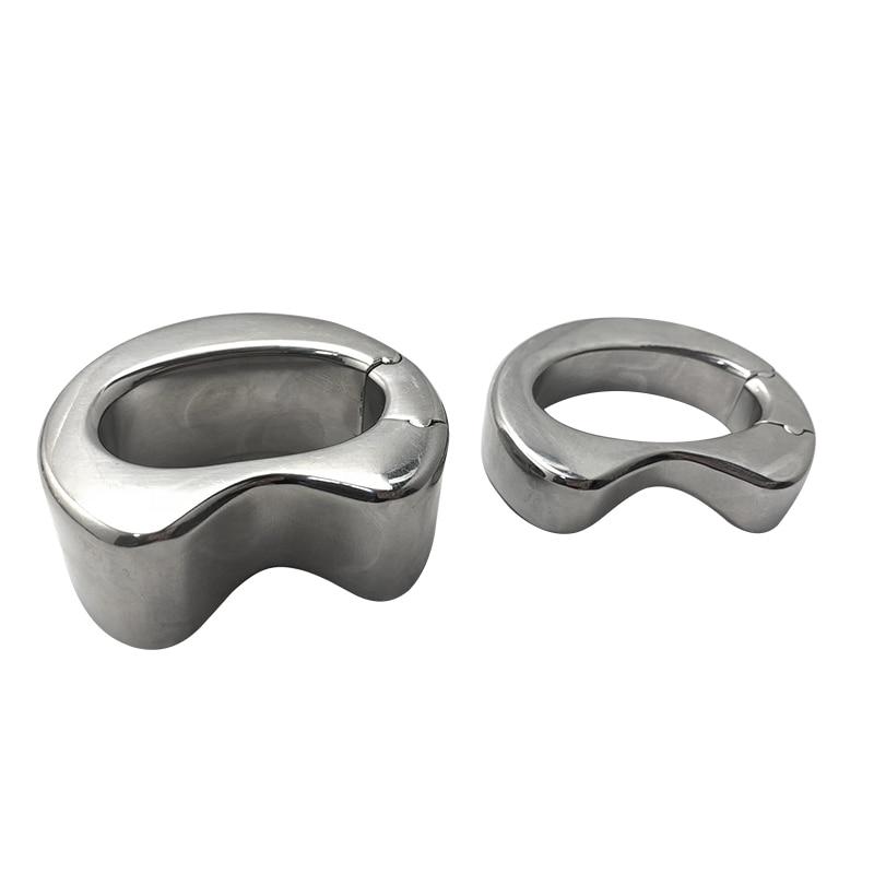 Stainless Steel Penis Lock Cock Ring Heavy Duty Weight Male Metal Ball Stretcher Scrotum Delay Ejaculation Bdsm Sex Toy For Men