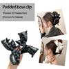 1 Pcs Black Leather Cotton Stuffing Bow Claw Clip,Large Jaw Clips for Thick Hair,No-slip Fashion Winter Hair Accessory for Girls
