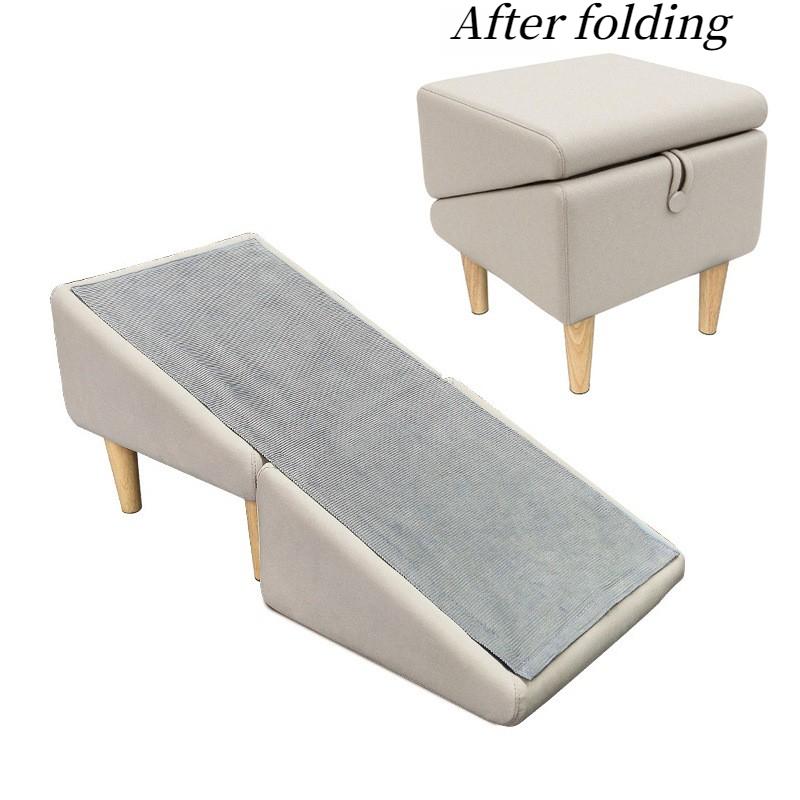 

Indoor Wooden-leg Dog Ramp Multi Functional Puppy Folding Ramp Dog Steps Bed Couch Safety Pet Stairs for Small Medium Dogs Cats бежевый