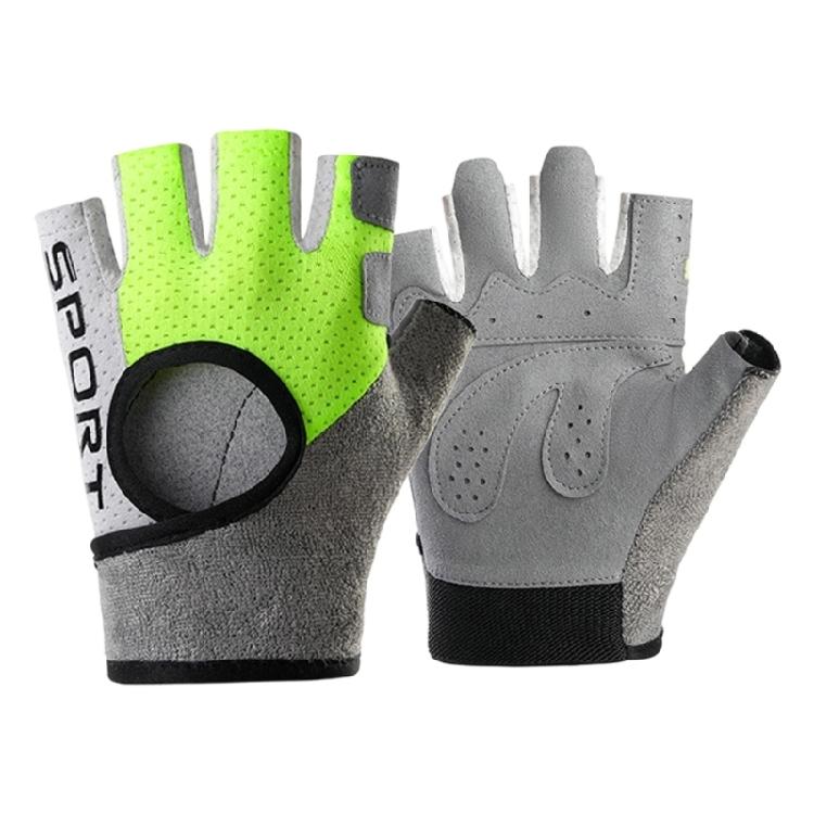 

Shock-Absorbing Antislip Breathable Mountain Biking Gloves for Men Women Bike Gloves Padded Half Finger Bicycles Glove M серый/зелёный