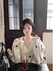 Women's Large Lapel Short Cardigan Jacket - 2026 Autumn/Winter Knit Drawstring Long-Sleeve Button-Up Sweater