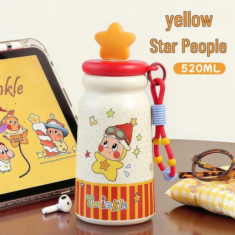 Cute Cartoon Star Thermos: High-Value Portable Coffee Cup Gift for Girls - Perfect Holiday Water Cup