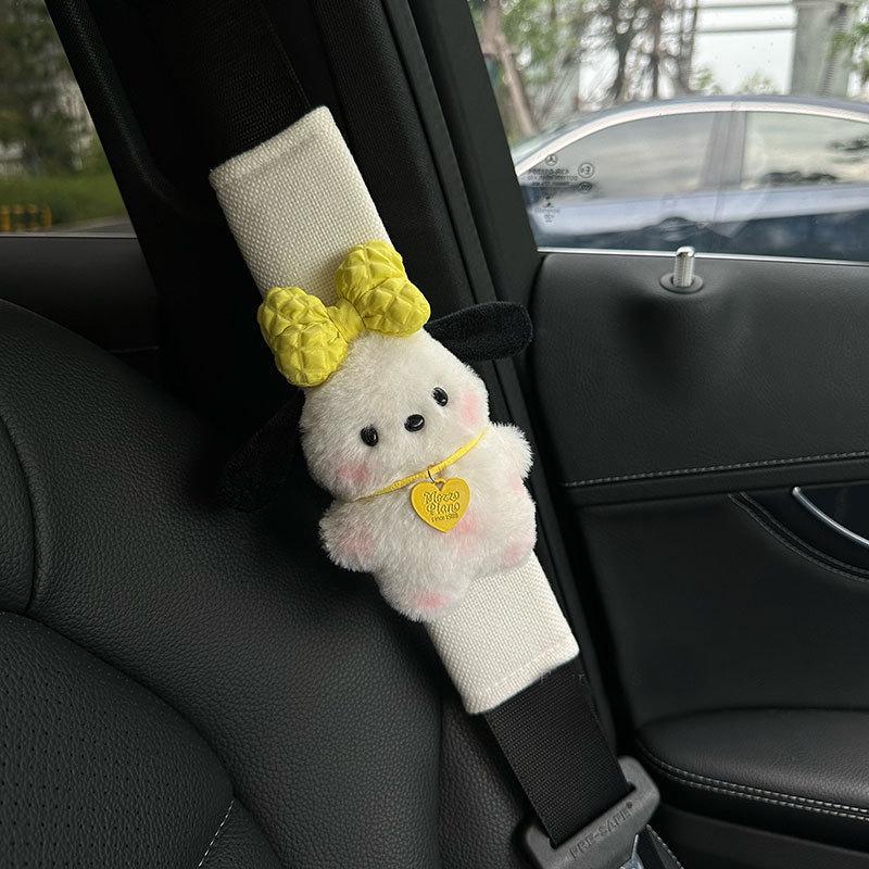 Cartoon Car Seat Belt Cover Anime Puppy Plush Auto Seat Belt Shoulder Protector Pad Car Interior Accessories