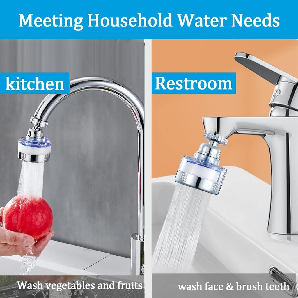 Bathroom Sink Faucet Filter, 360° Rotating FaucFilters Purifier Kitchen Tap Filtration Removes Chlorine Fluoride Heavy Metals Hard Water for Home &