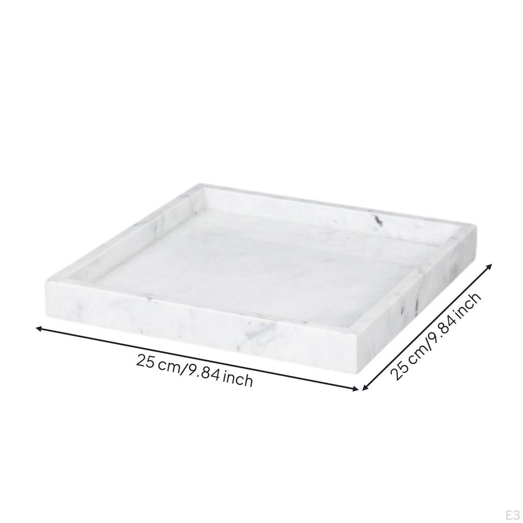 Marble Tray with Raised Sides Elegant Sleek for Dresser