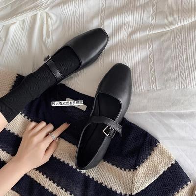 Spot tweede haar! Druivenmoeder, dezelfde schoenen zijn modieus en veelzijdig, minimalistische platte zool met één woord gesp, Mary Jane enkelschoenen dames