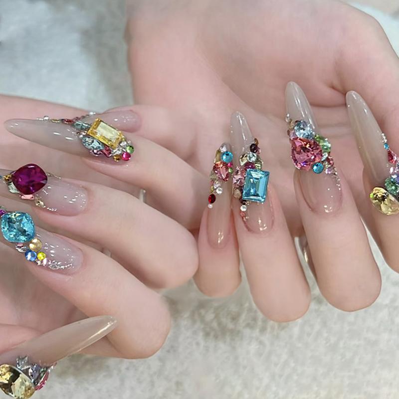 12 Grids/Box Shimmering Colorful Nail Art Flatback Gemstones For Diy Nail Nail Jewelry Decoration
