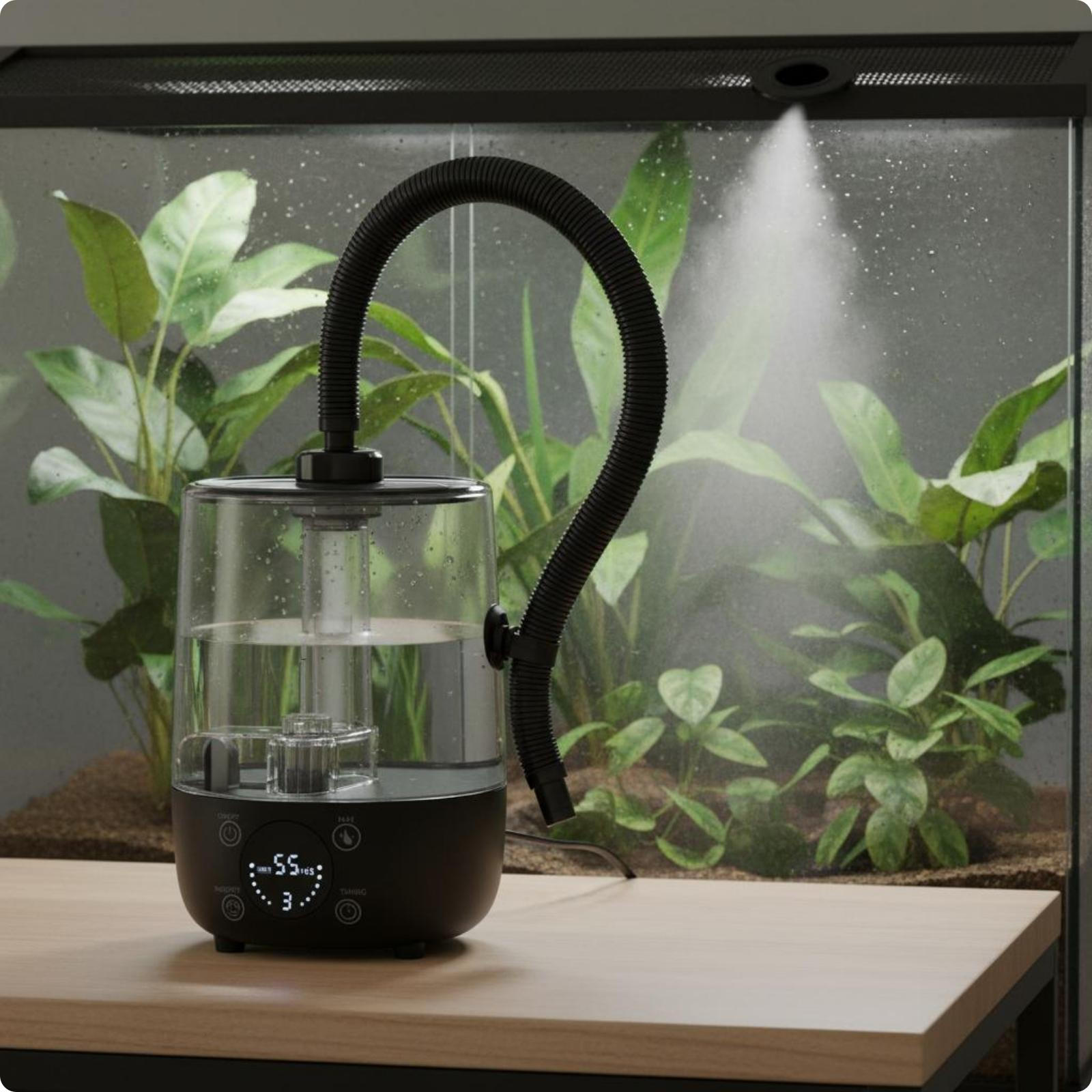 Reptile Humidifier Long Hose Timer Function Terrarium Black