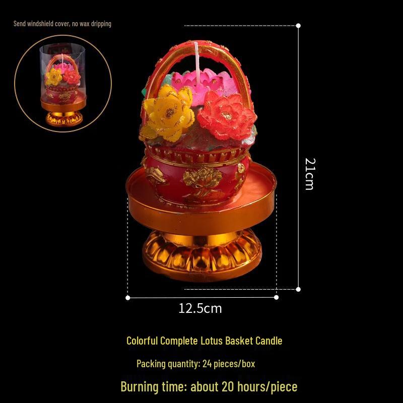 Hàndùn 13cm Windproof Lotus Flower Basket Candles (24-Pack)