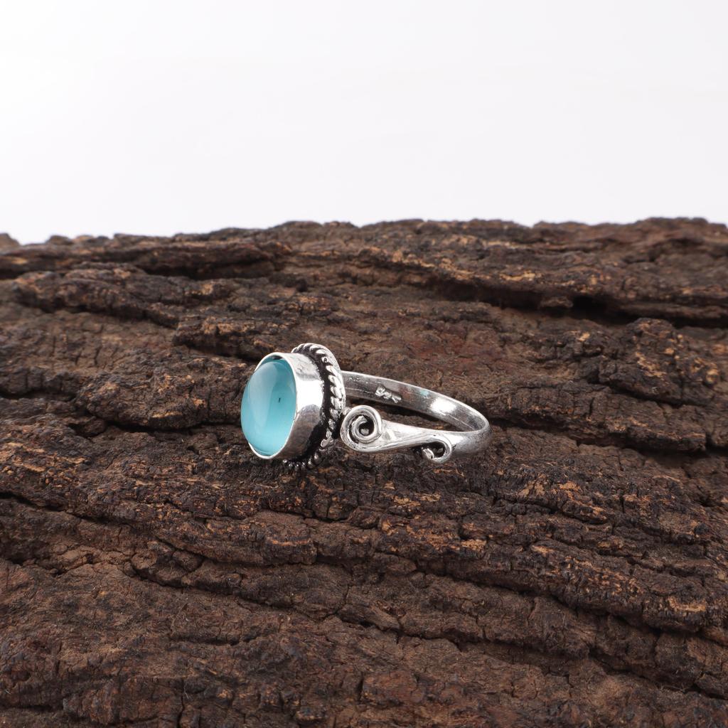 Blue Cat's Eye Gemstone Ring, 925 Sterling Silver Ring Jewelry, Handmade Jewelry Ring, Balancing Jewelry Gift For Women
