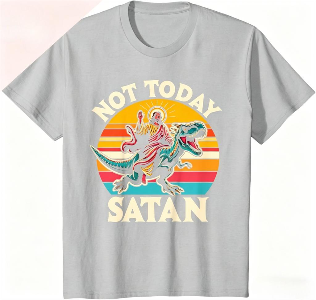 UnisexS Gothic Graphic TShirt  Not Today Jesus with Distressed Red Print Casual Tee for Outdoor Family Wear Gothi 2026 Summer