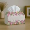 1pc Easter Decoration Elegant Botanical Pink Tissue Box with Tulip Floral Border Frame-Napkin Storage Organizer for Kitchen,Car,Decorative Box,Purpose