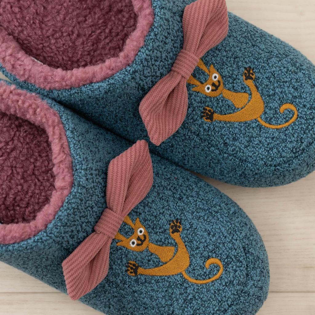 Hokomomola Fran Senko 49056 Slippers, Sizes Approx. 22-24cm, Blue, Washable, Stylish, Cute,