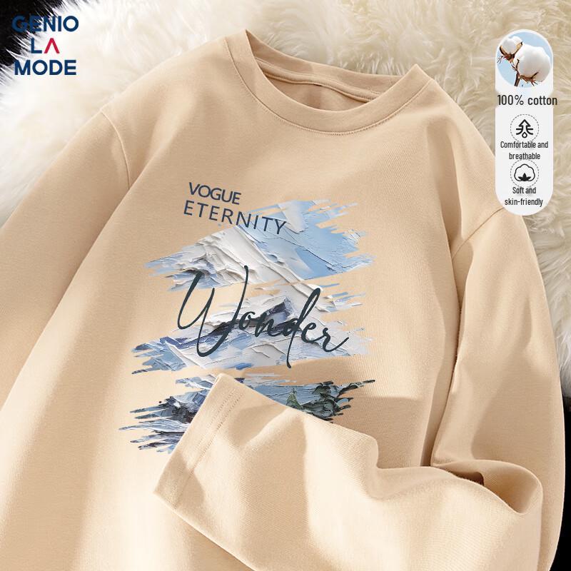 GENIOLAMODE Herren Casual Locker Geschnittenes Langarm-T-Shirt