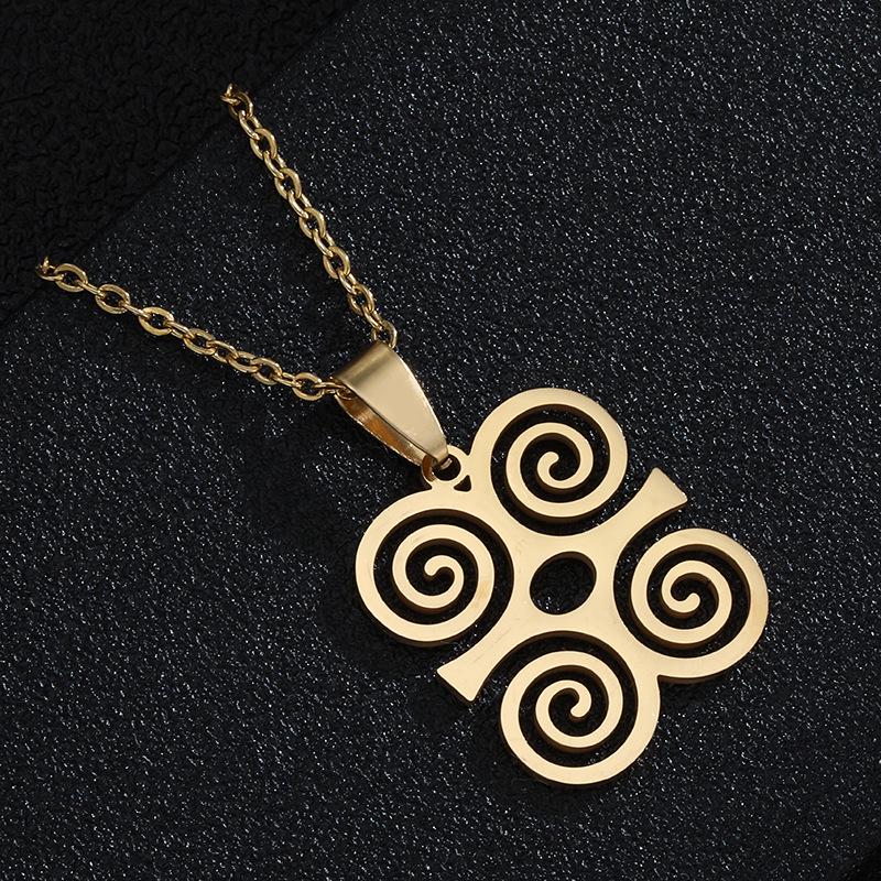 Afrikanische Adinkra Symbole Gold Anhänger Halskette für Damen