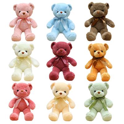 30cm Colourful Bow Bear Plush Toys Stuffed Teddy Bear Soft Colors Animals Doll Wedding Birthday Christmas Gifts Festival Deco