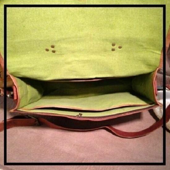 Men's Genuine Vintage Messenger Shoulder Goat Laptop Leather Briefcase Satchel