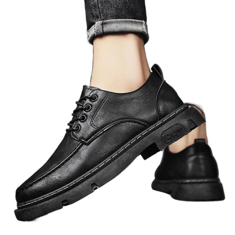 Pantofi bărbați stil britanic negri/maro din piele - Modă de toamnă, Formal/Casual, Ușori, Cu înălțime