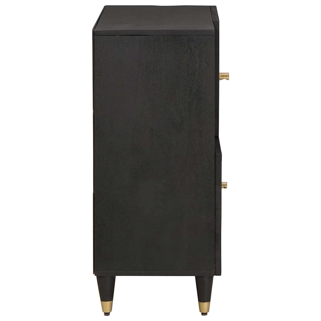 Black Sideboard with Shelf 80 x 33 x 75 cm Solid Mango Wood