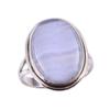 Natural Blue Lace Agate Gemstone 925 Solid Sterling Silver Gift Ring S.10 E2u57