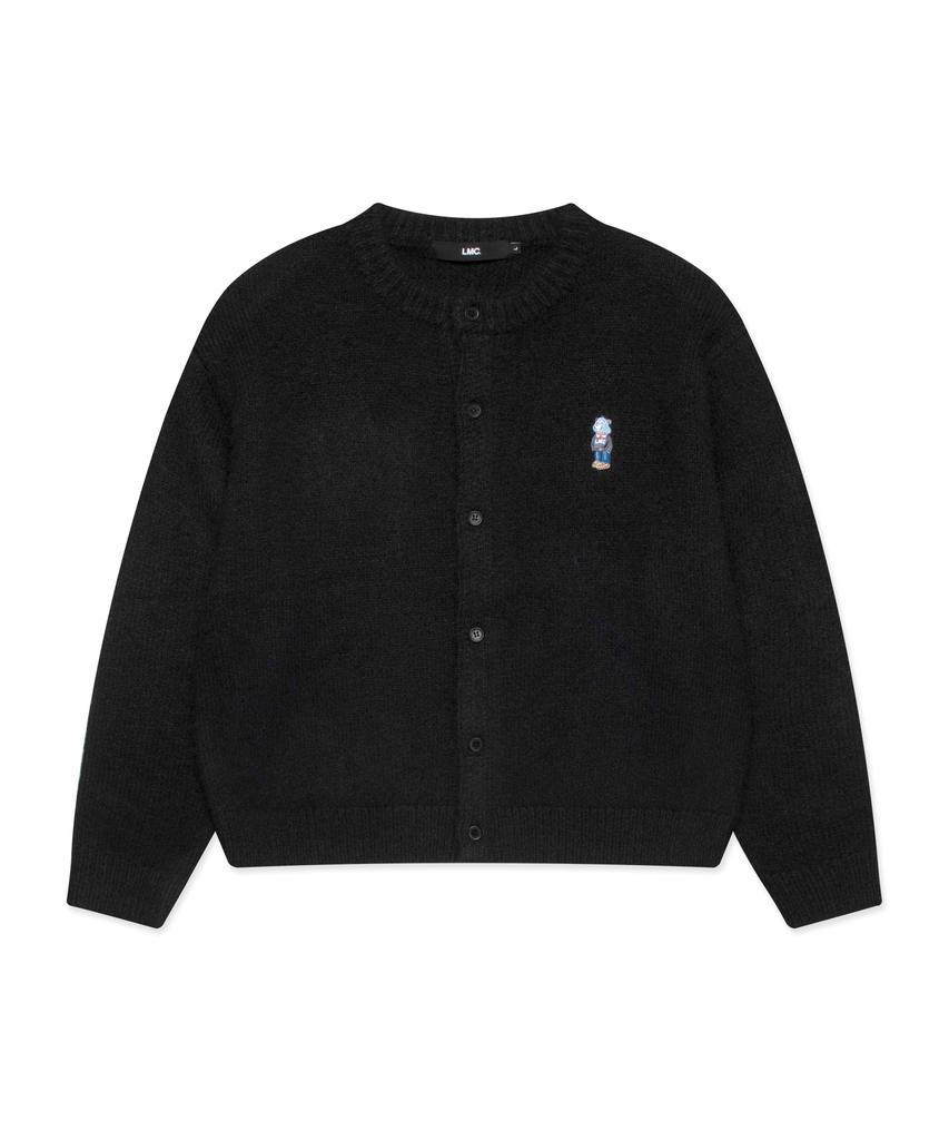 Lmc Emb Bear Round Neck Cardigan Black