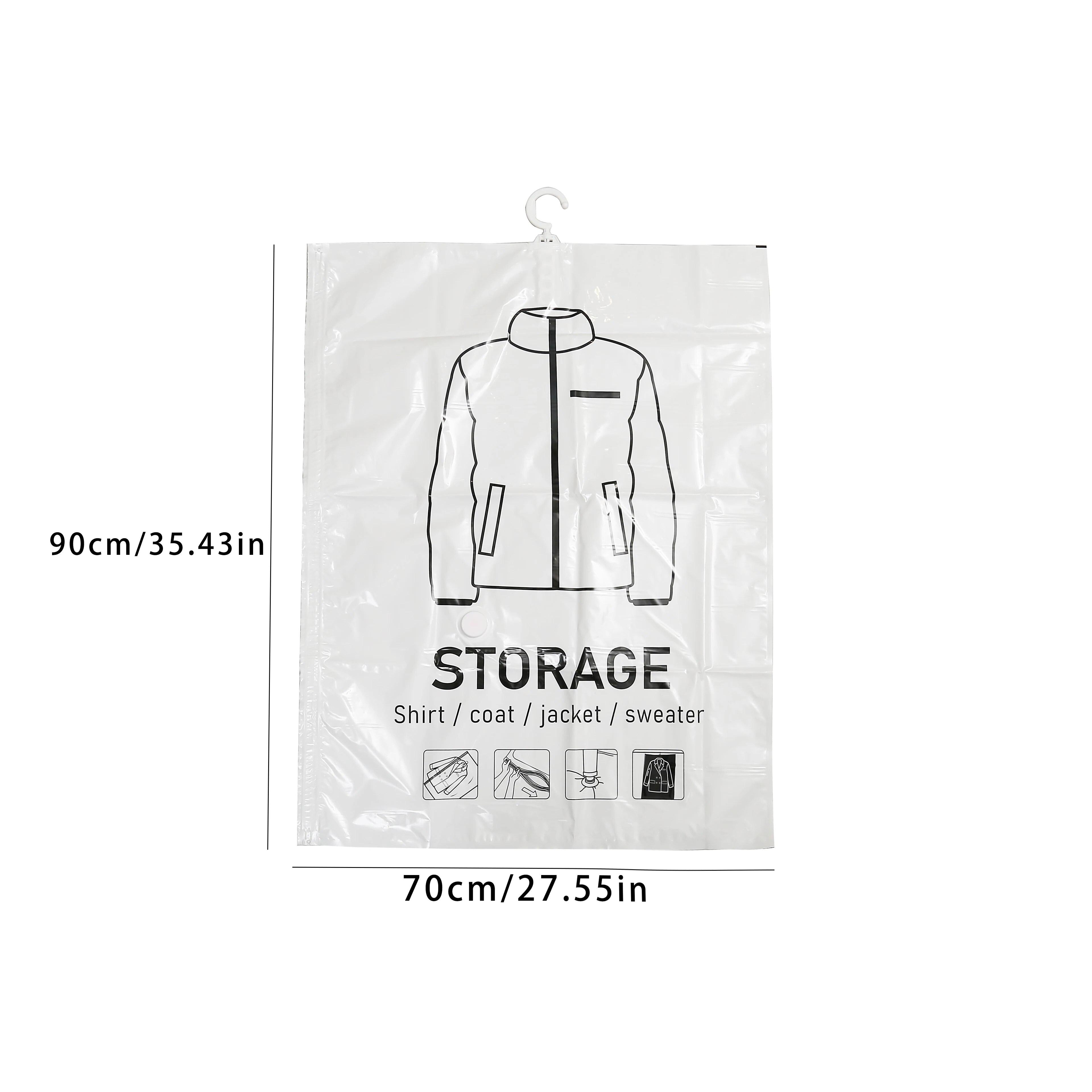 

Hanging Vacuum Storage Space Saver Bags for Clothes for Suits, Dress, Jacket
