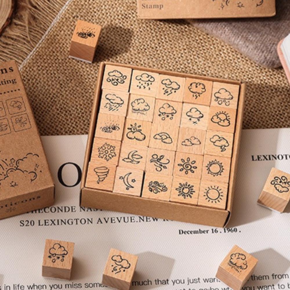 

25pcs Butterfly Flower Themed Wood Rubber Stamp Mini Wooden Stamps Scrapbooking Decor Weather