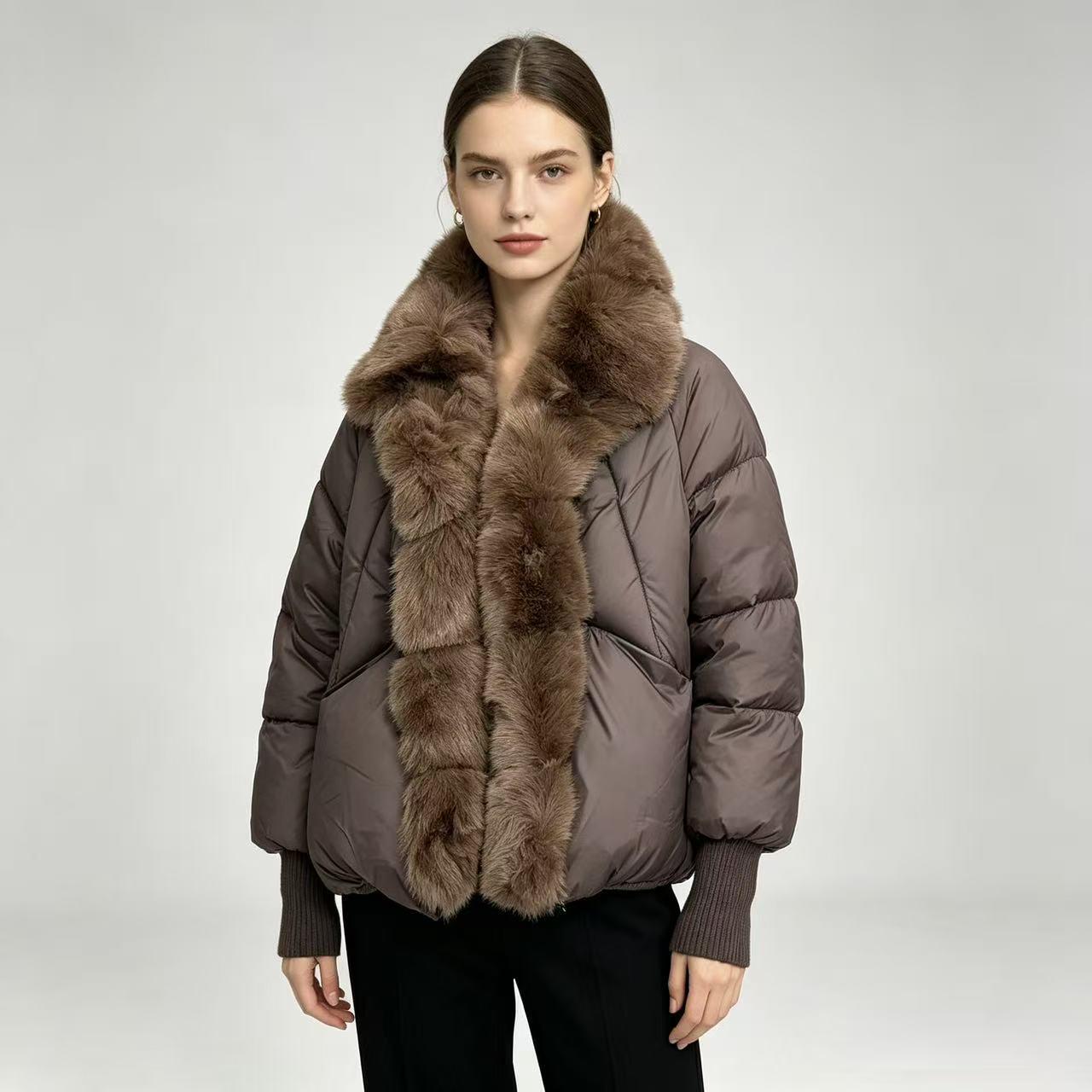 Women`s Winter Faux Fur Collar Cotton