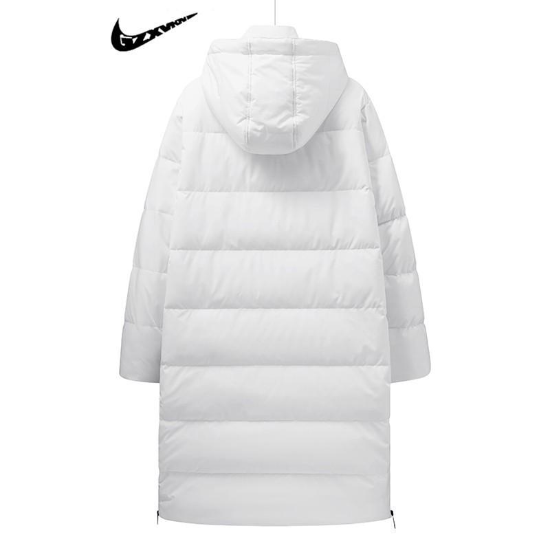 Men's Trendy Winter Long Hooded Down Jacket, Over-the-Knee, White Duck Filling, Unisex Outdoor Warmth Coat.