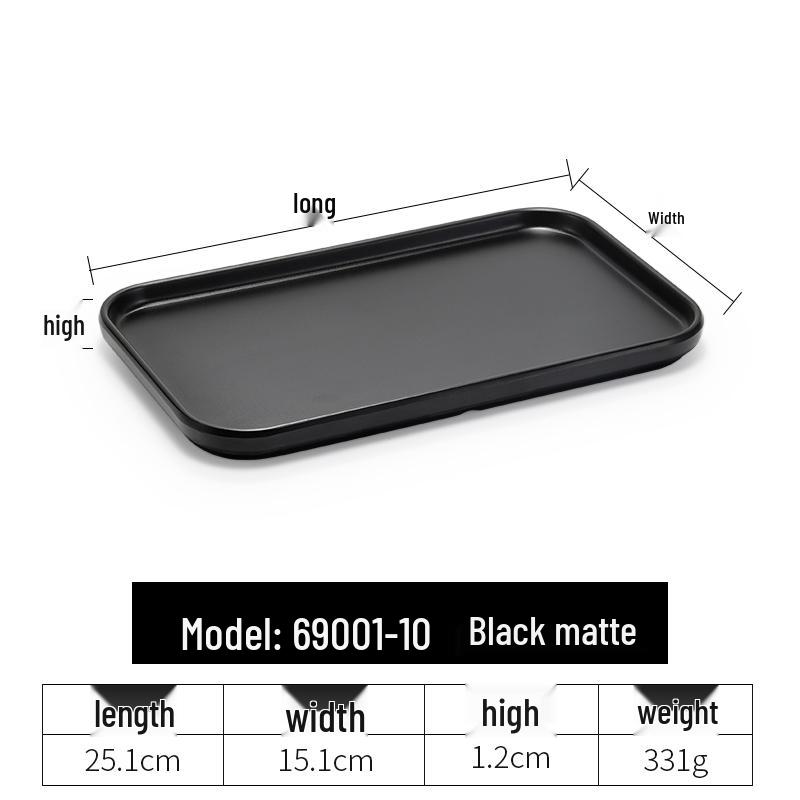Black Melamine Japanese Sushi Tray - Long Shallow Plate for BBQ & Food Arrangement