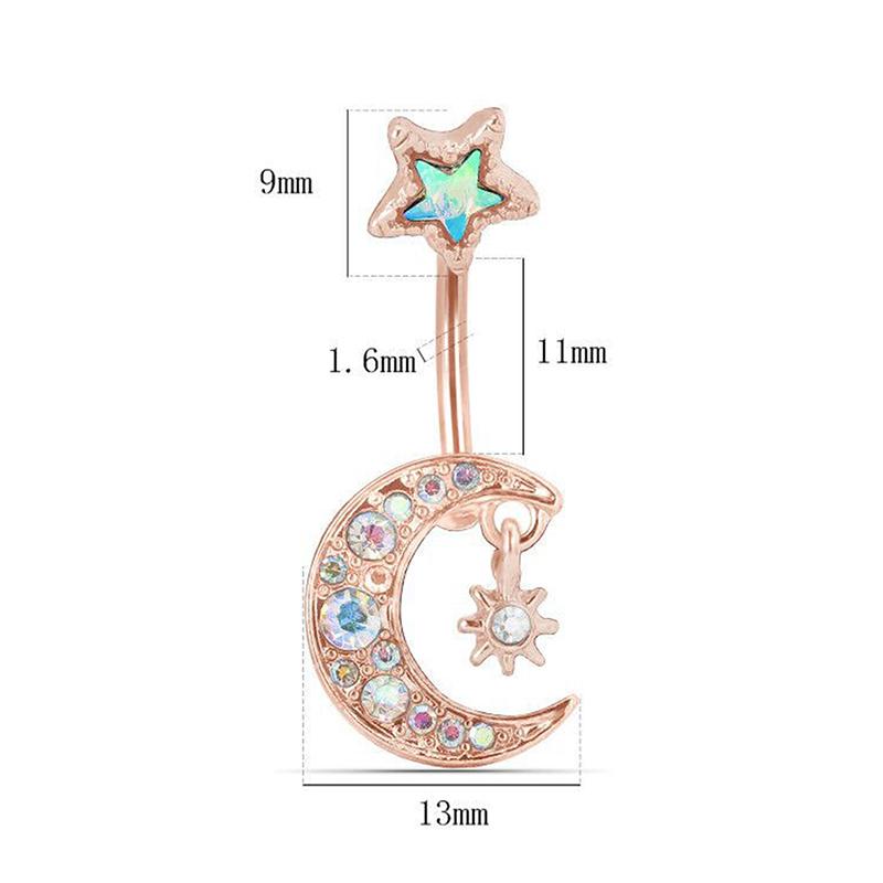 Stainless Steel Moon Star  Navel Ring Nail Piercing Jewelry Accessories