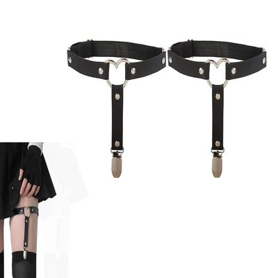 LeTradeJP Schwarzes Bein Strumpfband Strumpf 1 Paar Herzförmige Strumpfbänder, Ringe, Gürtel, Strumpfband, Unisex, Rutschfest, Verstellbar,