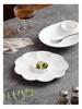 White Ceramic Divided Plate with Vinegar Dish for Dumplings, Shrimp, Breakfast, or Fries