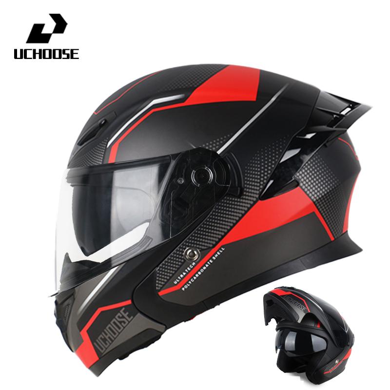 Uchoose DOT Modular Helmet Full Face Helmets Crash Motorbike Protective Gear Unisex Flip Up Helmet Motorcycle Double Sun Visor