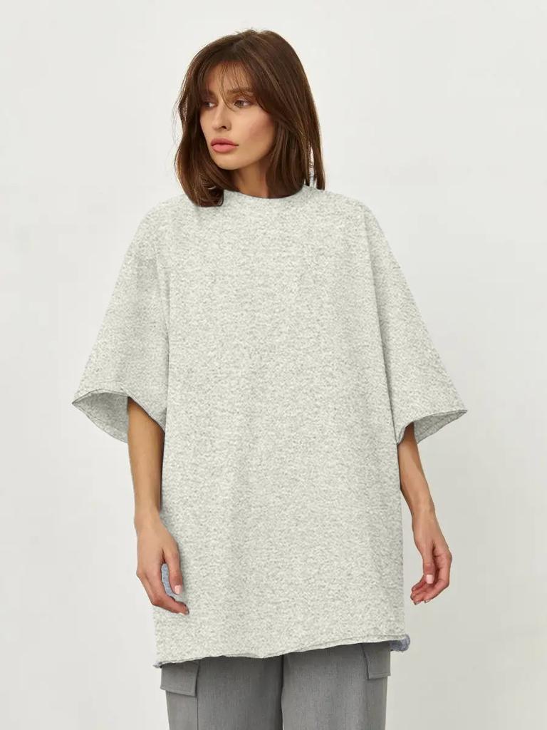 2025 Spring And Summer Cotton T-shirt Solid Colour Short-sleeved Female Loose Large Version Youthful Woman Clothes