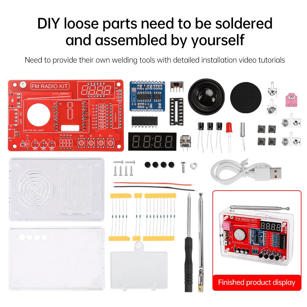 RDA5807 DIY FM Radio Electronic Kit 87-108MHZ Adjustable Digital Display FM Radio Module Welding Practice Accessories