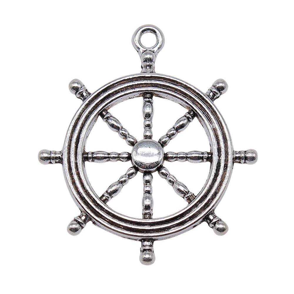 

2шт Подвески для руля антикварного серебра Цвет цинкового сплава 45х40мм