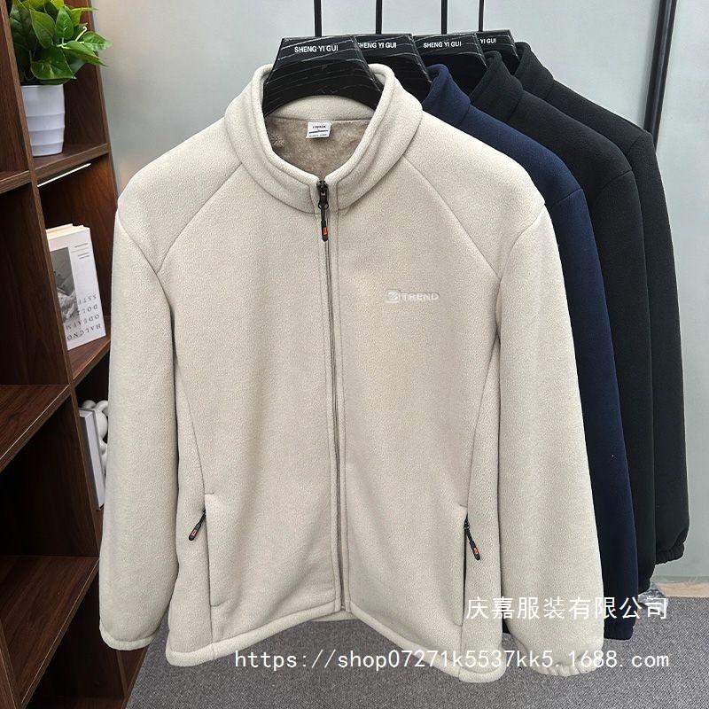 Mens Fleece Lined Hooded Sweatshirt Jacket Windproof Inner Layer Outdoor Daily Wear